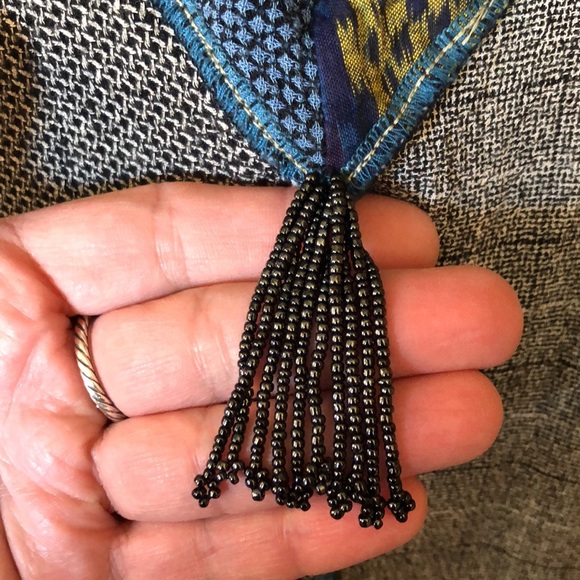 SURYA Size Large Ladies Top Art To Wear Mixed Media Tunic Lagenlook Beaded Craft - Picture 11 of 14